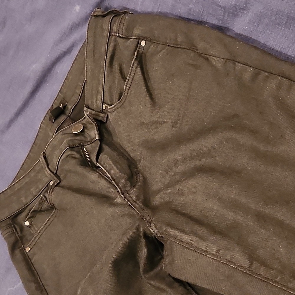 Grey semi leather used pants